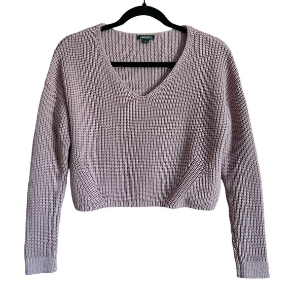 Wild Fable Cropped Sweater Purple Sparkly V-Neck Size Small S Long Sleeve Crop - Picture 9 of 10